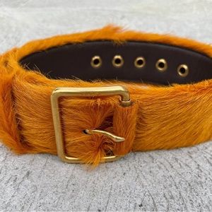 PRADA - RARE - 2017 fall runway unisex orange fur belt - size 80/32